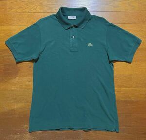 【LACOSTE ラコステ L1212L サイズ 4 日本製 グリーン】半袖ポロシャツ 白 鹿の子素材 ビンテージ