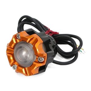 ю 【汎用】 バイク用 LED アクスル スライダー カバー [ オレンジ ] フロント用 12V 1個 アルミ合金 3色点灯 ブルー/アンバー/パープル