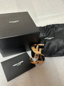 半額以下！！【未使用箱付き】SAINT LAURENT サンローラン オピウム 極太 YSL ロゴ ワイドスタックオープンカフブレスレット バングル