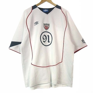 エクストララージ × アンブロ コラボ SOCCER JERSEY Tシャツ カットソー ゲームシャツ 半袖 プリント ロゴ ナンバリング ＃91 白 XL