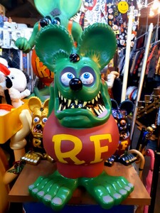 アメリカン雑貨ホットロッドガレージスタイルRATFINK24インチ貯金箱グリーンラットフィンクスタチュー