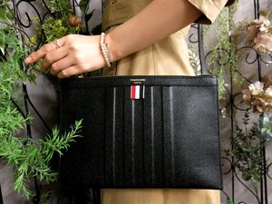 ●未使用 保管品●Thom Browne トムブラウン●4BAR ストライプ●デボス加工●カーフ レザー 本革●ショルダー バッグ●黒●G金具●Js54210