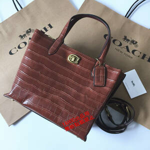 ★COACHバッグ★コーチ新作 C8632 ジンジャー 2WAY クロコダイル エンボスド ウィロウ トートバッグ ショルダーバッグ アウトレット品 新品