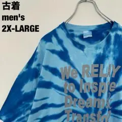 古着 ポートアンドカンパニー Tシャツ タイダイ ブリーチ 青 ブルー 2XL