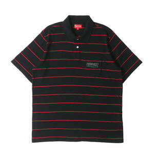 Supreme シュプリーム ポロシャツ サイズ:S 21AW THRASHER ストライプ 半袖ポロシャツ Stripe Polo ブラック レッド 黒赤 コラボ