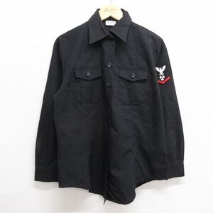 古着 長袖 ミリタリー シャツ レディース 90s 鳥 黒 ブラック 23dec25 中古 ブラウス トップス