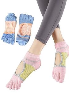 [VEROMAN] ヨガソックス 滑り止め レディース 二足セット 五本指 スポーツソックス ppi-socks001(