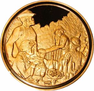 26 画家ルノワール パリ造幣局 限定版 印象派展100周年 1881年 舟遊びをする人々の昼食 彫刻 純金張り 24KTゴールド 純銀製 アート メダル