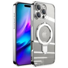 【新着商品】16 Pro ケース iPhone MagSafe対応 クリア 透明 リング付き 対応 メッキ仕上げ レンズカバー付き ソフトTPU 耐衝撃 スマホケース 傷に強い背面 ワイヤレス充電 ストラップホール付き アイフォン16プロ JOOBOY 磁気カ