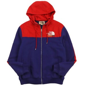 極美品●GUCCI グッチ THE NORTH FACE ザ・ノースフェイス 21AW 671462 ロゴプリント ジップアップ スウェットパーカー S 正規品 メンズ