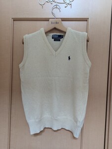 サイズM☆レディース☆POLO・RalphLauren☆生成りニットベスト☆ラムズウール100%☆中高生☆制服☆送料込み 