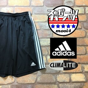 SP1-324★US規格★吸湿速乾★ブラック【adidas アディダス】CLIMALITE 3ストライプ メッシュ切替 ショートパンツ【メンズ L】スポーツ ジム