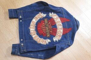 G655　即決　HARLEY-DAVIDSON ハーレーダビッドソン　ビック刺繍　デニムジャケット　ジージャン　M