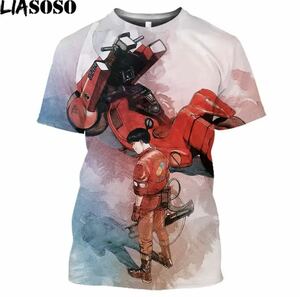 アキラ AKIRA メンズ半袖Tシャツ,3Dアニメプリント,S〜6XL