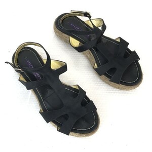 美品☆RALPH LAUREN Collection☆アンクルストラップサンダル【7/24.0/黒/BLACK】ラルフローレン/ジュートソール/Shoes/sandal◇cQ-548