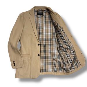 極美品 BURBERRY BLACK LABEL バーバリーブラックレーベル テーラードジャケット Lサイズ ラムレザー 羊革 ノバチェック ベージュ