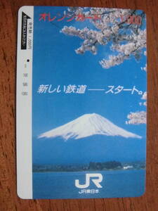 JR東 オレカ 使用済 新しい鉄道 スタート 桜 富士山 1穴 【送料無料】