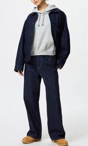 UNIQLO ユニクロ ワイドストレートジーンズ ネイビー 23 69 NAVY