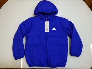 M917-56555 adidas アディダス キッズ フード付き ジャケット 140サイズ 身長135～145cm/チェスト65～72cm ブルー 防寒着　アウター