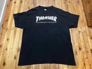 THRASHER USA輸入　黒　メンズXL Tシャツ　100円スタート　売り切り　スケボー　古着 洋書　半袖　スケーター