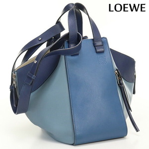 6/15はさらに+10倍 中古 ロエベ ハンドバッグ レディース ブランド LOEWE ハンモックバッグ ミディアム レザー 387.30VT38 ブルー