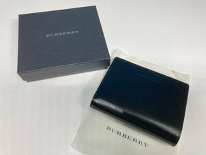 【☆11-20/4-60】＊未使用＊Burberry バーバリー ２つ折り財布 がま口 レザー 黒　SI 4632 AE09