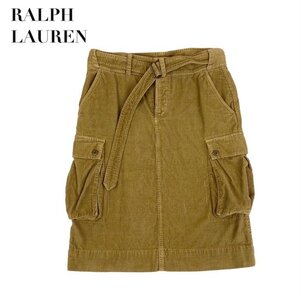 中古 ラルフローレン RALPH LAUREN コーデュロイ カーゴスカート キャメル レディース サイズ9