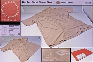 山と道 ★ yamatomichi ★ Bamboo Short Sleeve Shirt ★ バニラクリーム ★ Men L ★ 定価9350円 ★ 半袖シャツ ★ 中古品 ★ 1回洗濯済