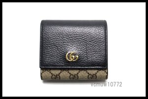 近年モデル希少美中古■GUCCI GGマーモント GGスプリーム レザー 2つ折り財布 グッチ■1128nc180498