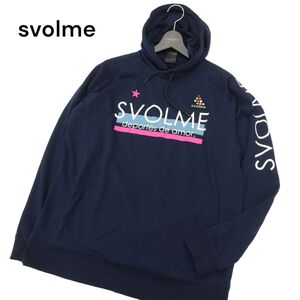 svolme スボルメ ロゴワッペン★ スウェット フーディー プルオーバー パーカー Sz.L　メンズ ネイビー サッカー フットサル　C4T01838_3#I