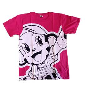 新品 Lサイズ ラッキーちゃん ビックフェイス シルエット デザイン プリント Tシャツ 阪神タイガース マスコット キャラクター 綿100％