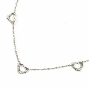 1008 ティファニーTIFFANY＆CO エルサペレッティ 3連オープンハート ネックレス Ag925 SV シルバー