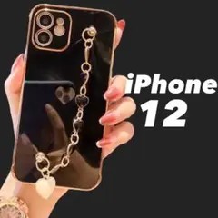 ★iPhone12★ iPhoneケース ブラック  韓国 大人気 送料無料