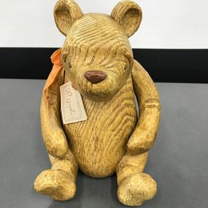 木製プーさん　人形 ディズニーキャラクター　木彫り置き物　オブジェ　クラシックプーさん　現状品　中古品