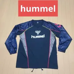 hummel　ヒュンメル　長袖ピステ濃紺　イエロー・ピンクライン　防寒着サッカー