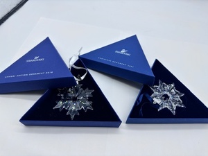 SWAROVSKI/スワロフスキー クリスマス オーナメント 2003 雪の結晶,ANNUAL EDITION ORNAMENT 2018 クリスタル 箱付き 2点まとめて