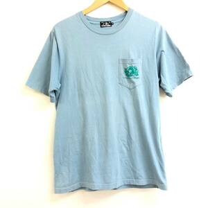 □HYSTERIC GLAMOUR 半袖Tシャツ M 水色 ヒステリックグラマー メンズ SOUND OF THE FUTURE ポケット付 複数落札同梱OK B240513-6●