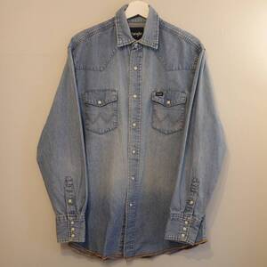 Wrangler denim Shirt Light Blue Lサイズ相当 ラングラー デニムシャツ Good fade