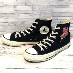 R6129bL CONVERSE ALL STAR コンバース オールスター 24.5cm ROSEEMBROIDERY HI ローズエンブロイダリーHI ブラック バラ刺繍 レディース 