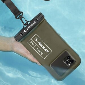 即決・送料込)【Pelican】防水ポーチ Marine Waterproof Floating Pouch - Olive Green iPhone等の6.5インチ程度のスマホまで対応