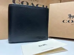 新品未使用 coach コーチ メンズ 折り財布 ブラック シンプル