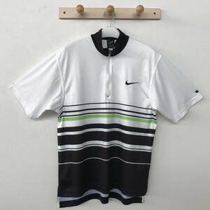 NIKE AGASSI USA製 ナイキ アガシ テニスゲームシャツ 速乾ハーフジップポロシャツ メンズ 美品 size SP/L