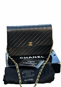 超美品◆シャネルCHANELマトラッセココマークヴィンテージVintageプッシュロックCC金具チェーンショルダーバッグラム黒金