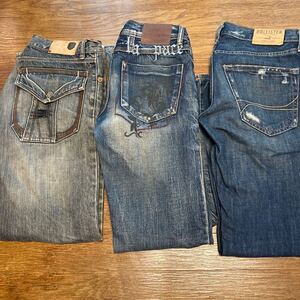 ダメージジーンズ 3本セット　HOLLISTER. PACO JEANS. Amore e la pace