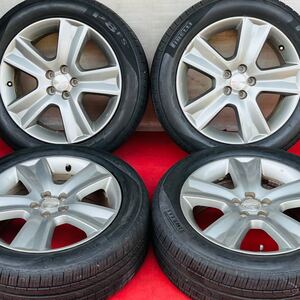 85%溝有。SUBARU スバルフォレスター純正17インチx7J+48/PCD:100/5穴PIRELLI 215/55R17ラジアル4本。エクシーガインプレッサレガシィ他等。