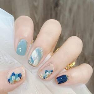 Sun&Beam Nails ネイルチップ ミディアム ショート ラウンド つけ爪 ツバキ 桜 ミディアムロング 付け爪 人気 か