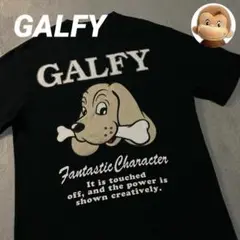 GALFY ガルフィー Tシャツ 刺繍ロゴ 背刺繍 コットン 黒FREEsize