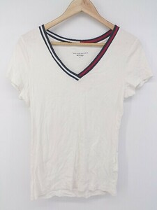 ◇ TOMMY HILFIGER トミーヒルフィガー Vネック 半袖 Tシャツ カットソー サイズ M ホワイト レディース P