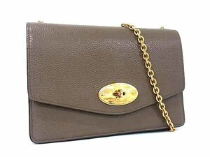 1円 ■美品■ MULBERRY マルベリー ターンロック チェーン クロスボディ ショルダーバッグ 斜め掛け レディース グレージュ系 FH1205