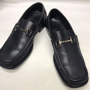 【美品】グッチ GUCCI 黒 ブラック 革靴 スクエアトゥ　ホースビットローファー 本革 レザー Uチップ　5 1/2D表記　24cm相当